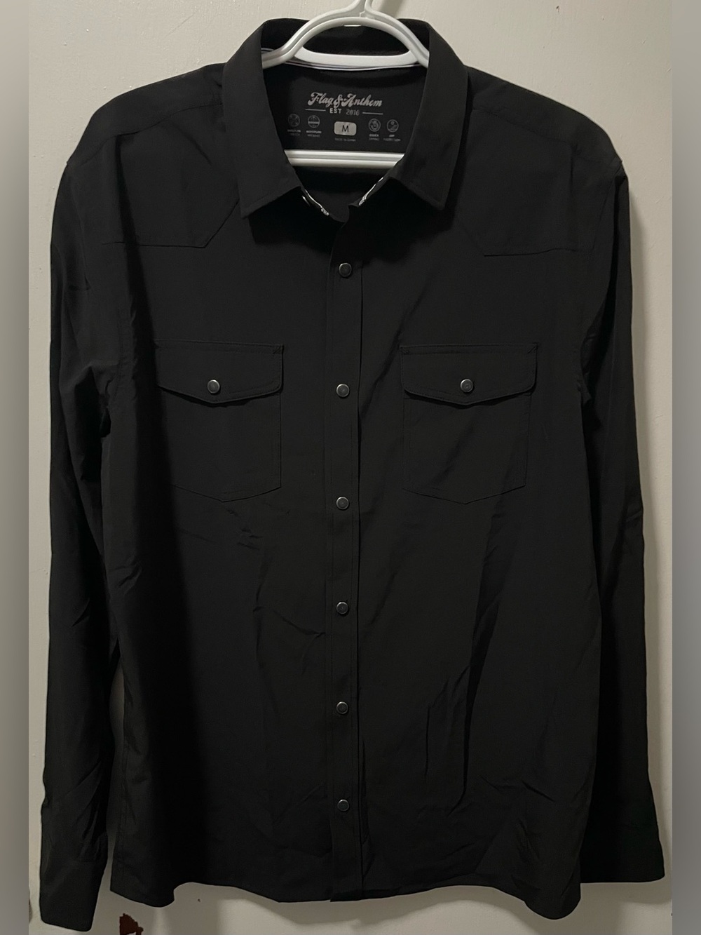 Flag & Anthem Men’s Black Long Sleeve Button Up Western Shirt Size Medium M